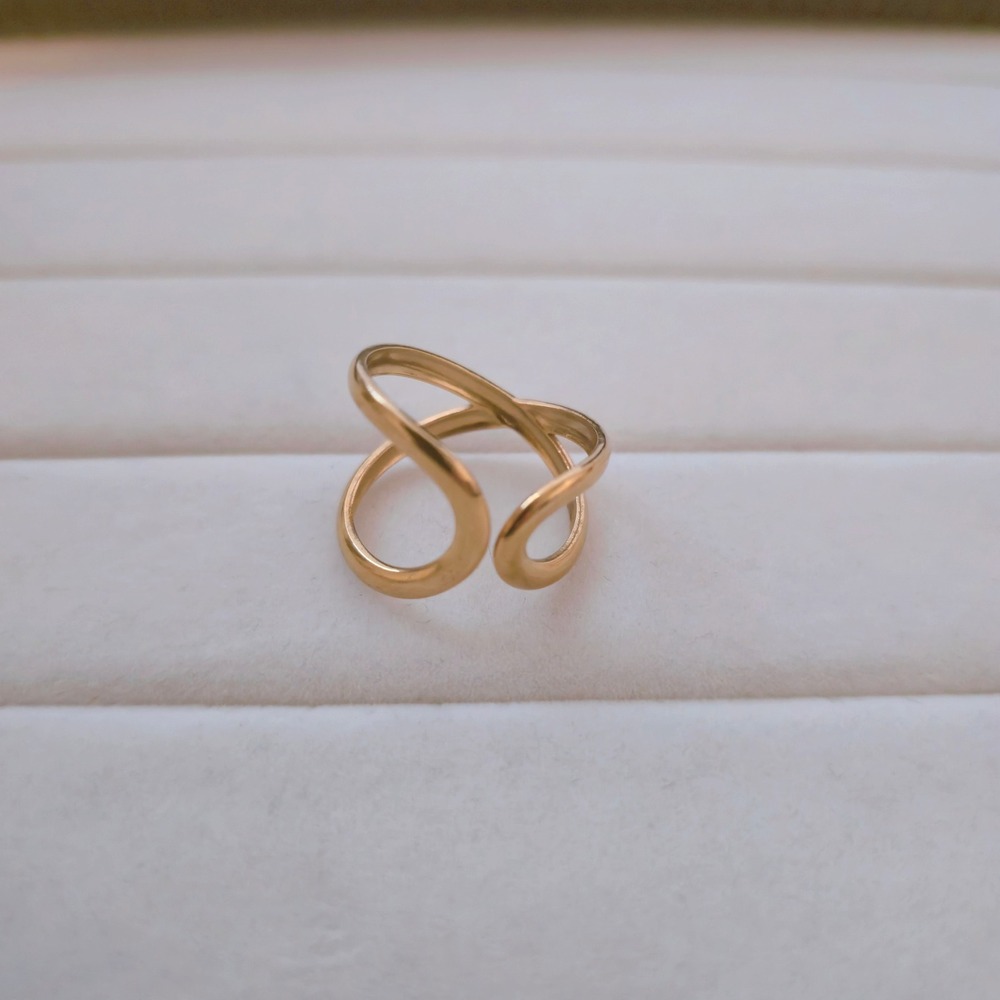 Gold Plated Stainless Steel Open Wrap Statement Ring Minimalist Modern Size 8.5